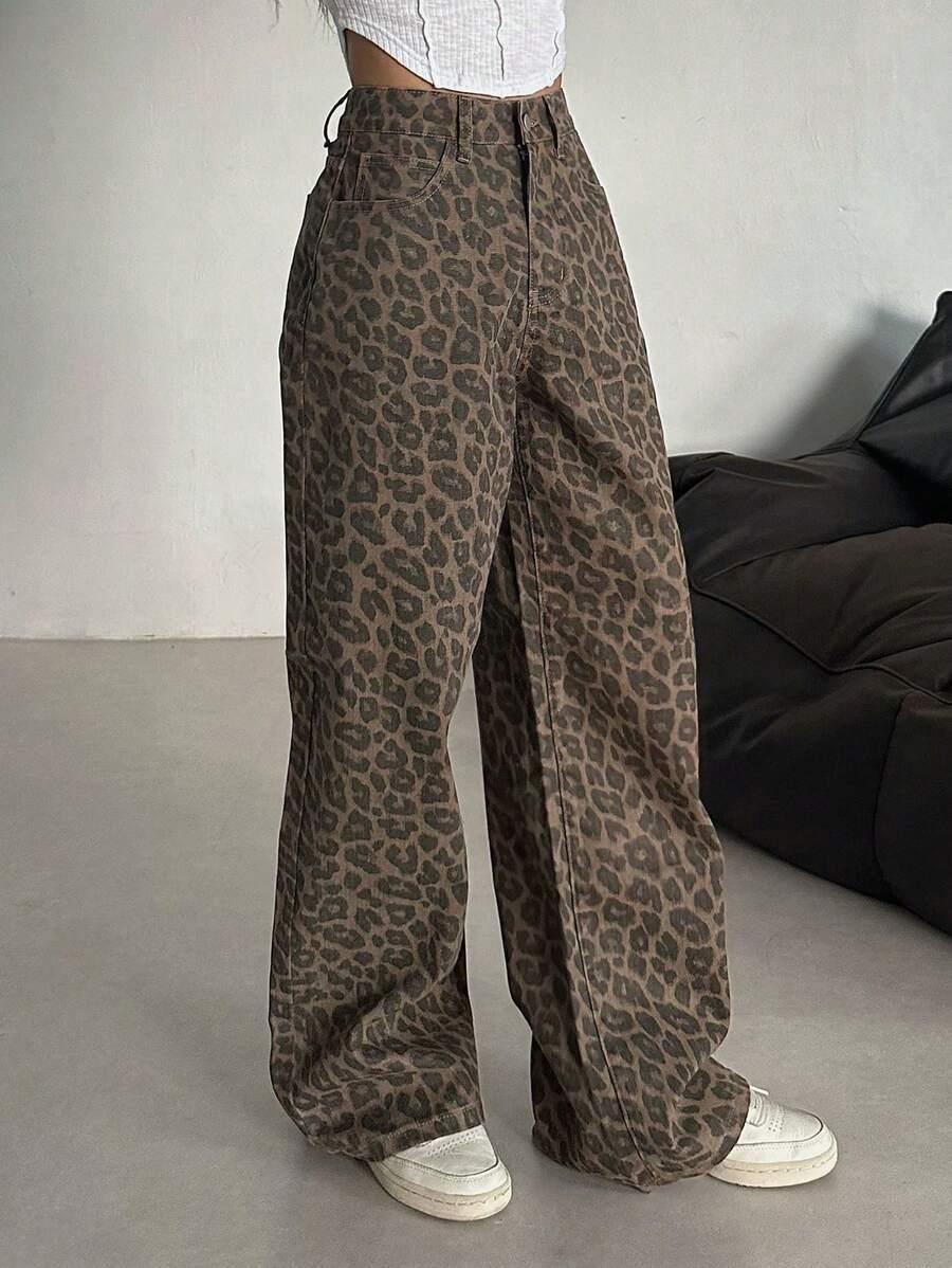 SPODNIE JEANS ANIMAL PRINT 