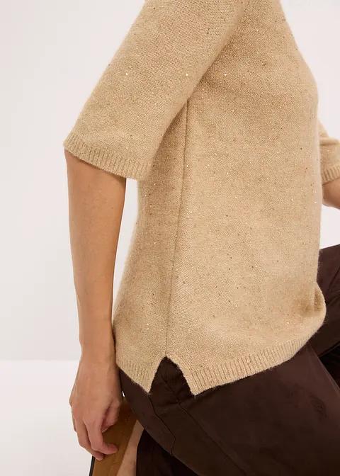 SWETER CEKINOWY Z KRÓTKIM RĘKAWEM 