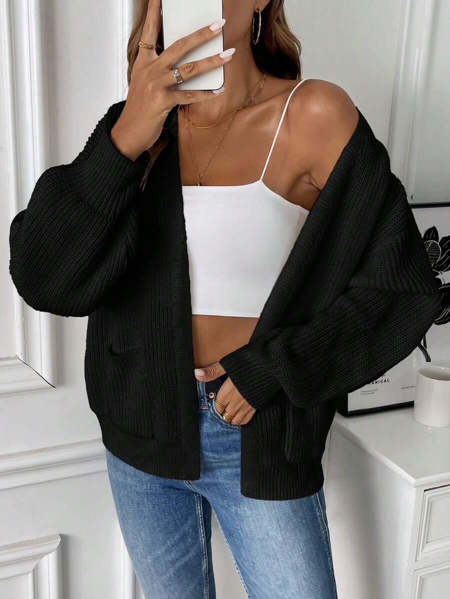 czarny sweter kardigan 