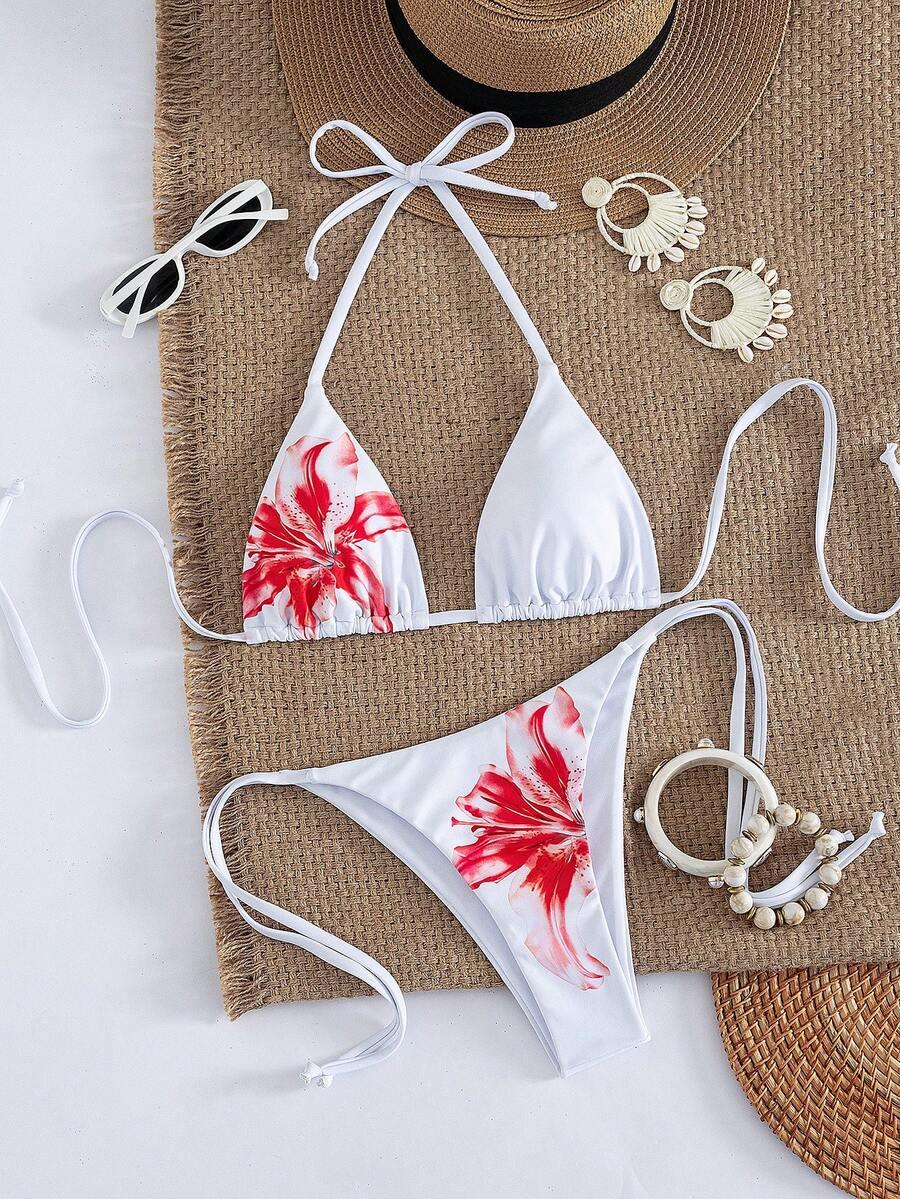 DWUCZĘŚCIOWY STRÓJ KĄPIELOWY WZÓR KWIATY