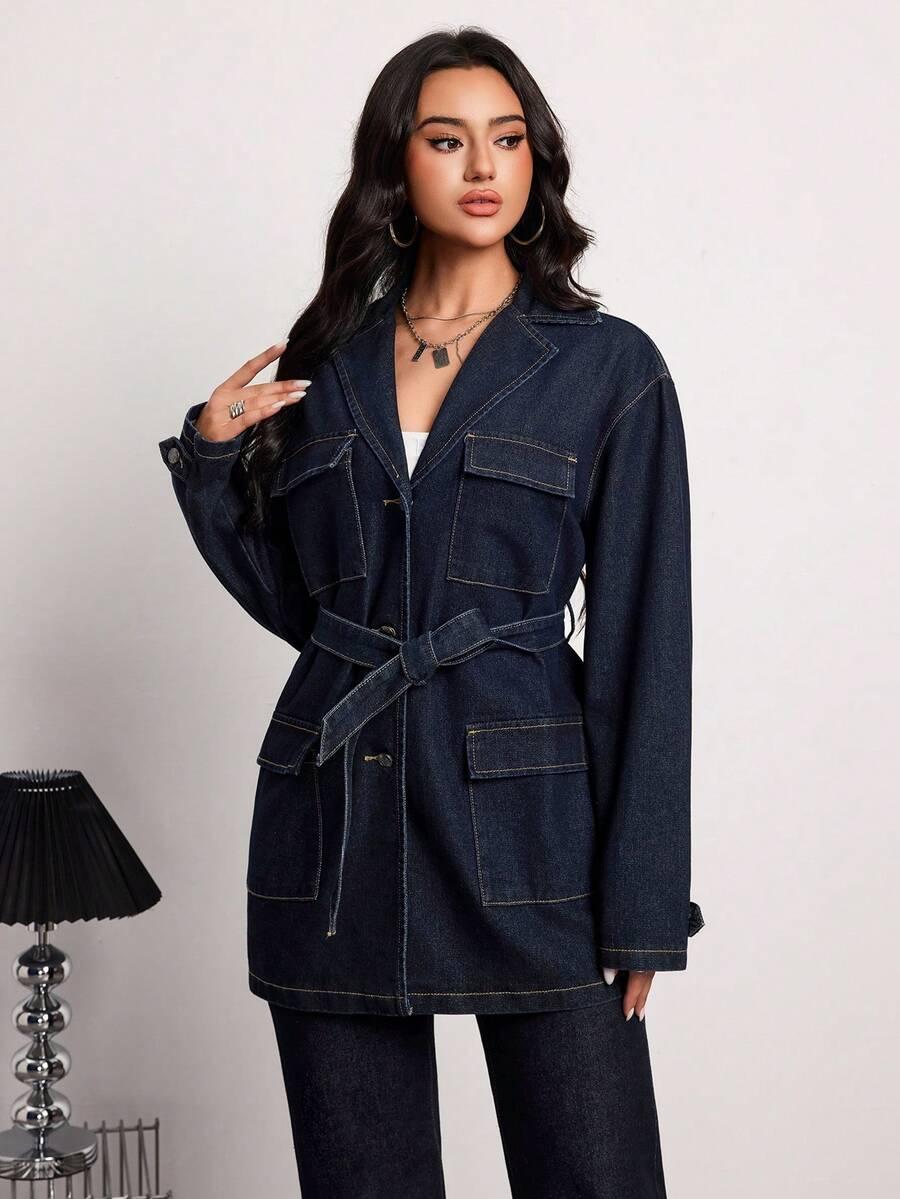 GRANATOWA KURTKA JEANS
