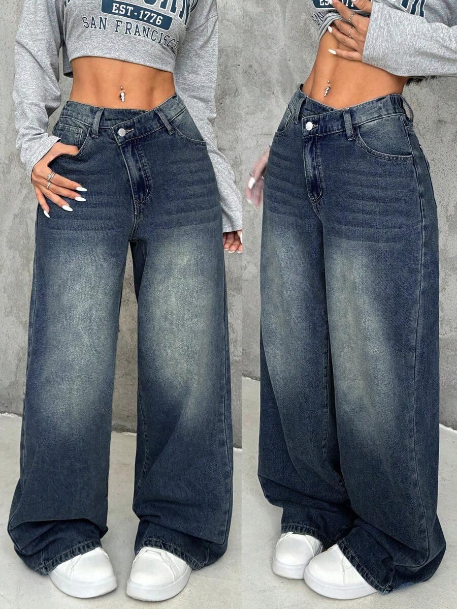 granatowe spodnie jeans 