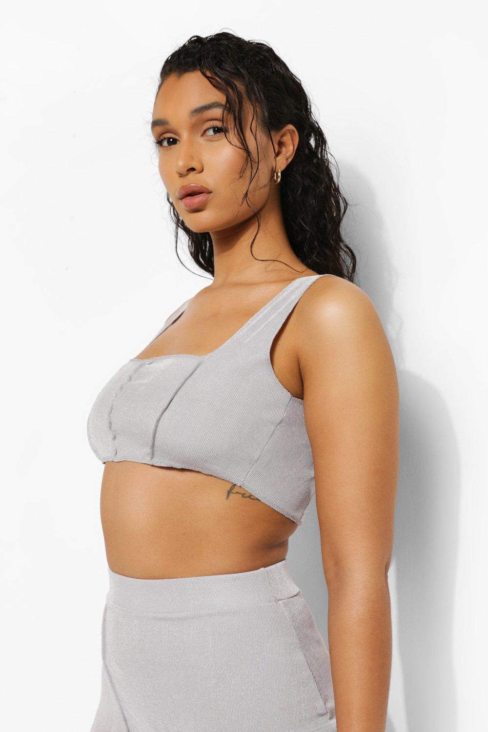 szary crop top