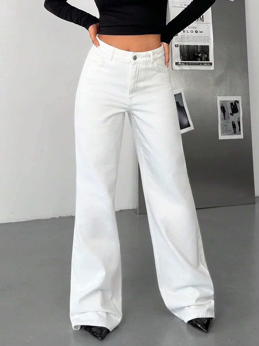 BIAŁE SPODNIE JEANS