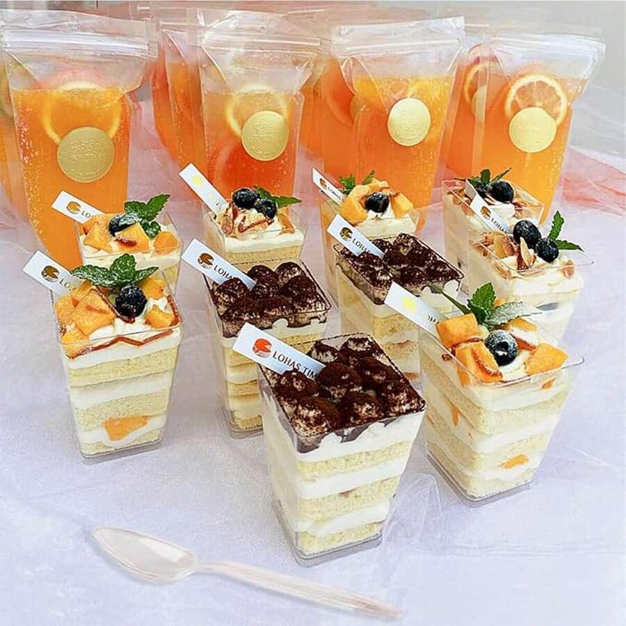 przezroczyste kubki deserowe wieczka 20-pack