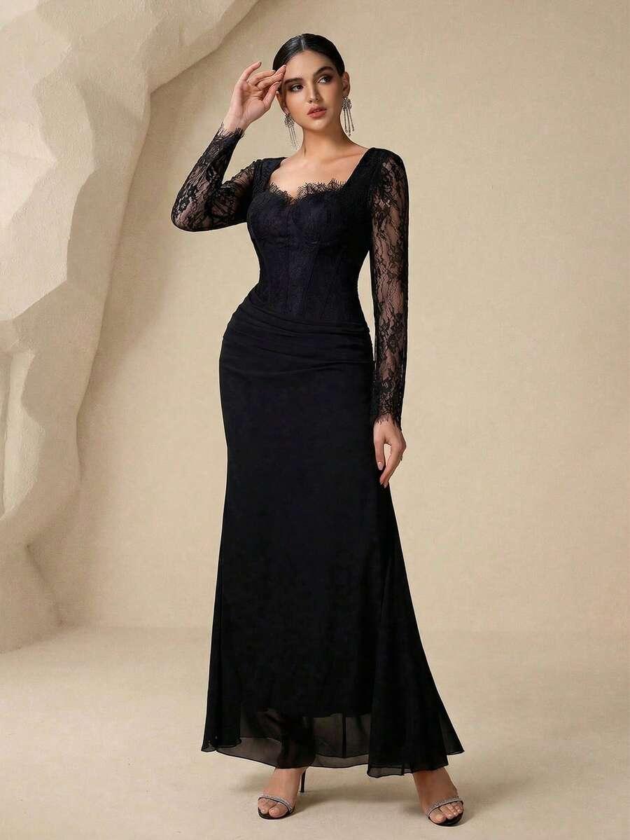 czarna maxi sukienka