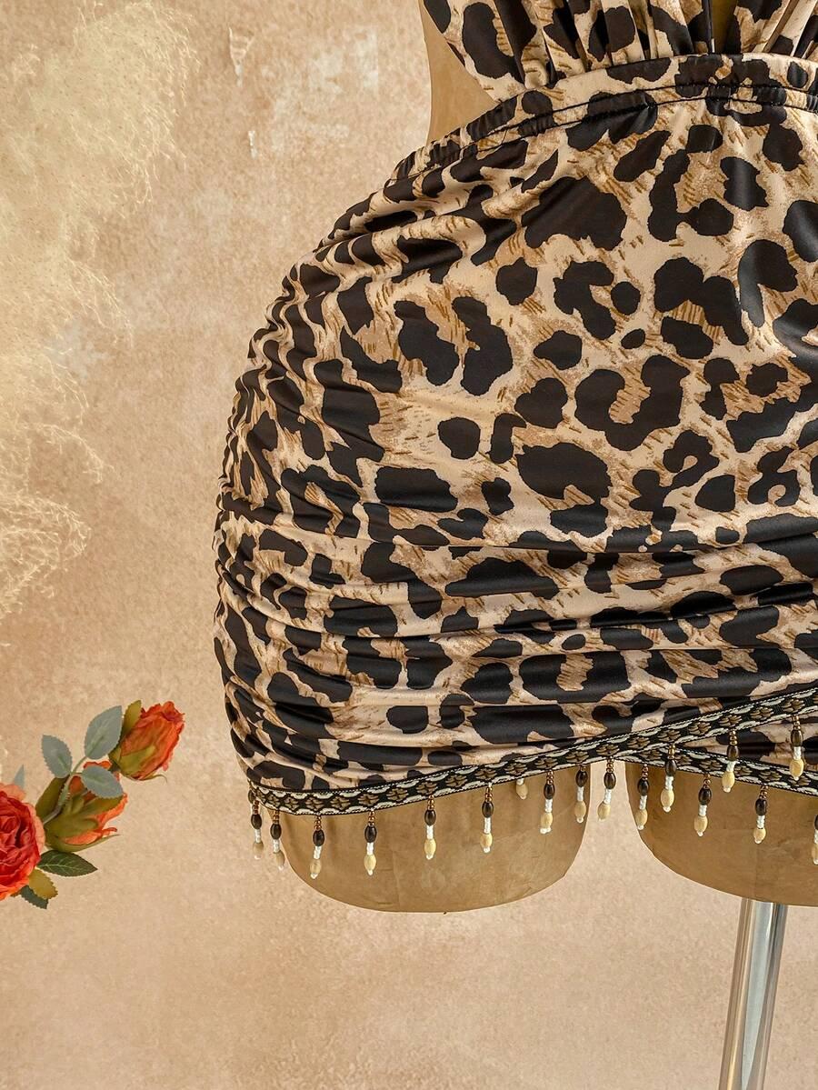 MINI SUKIENKA odkryte plecy ANIMAL PRINT
