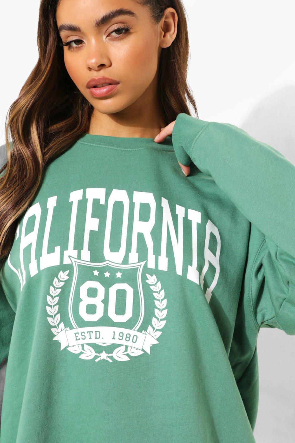 zielona bluza oversize napis california