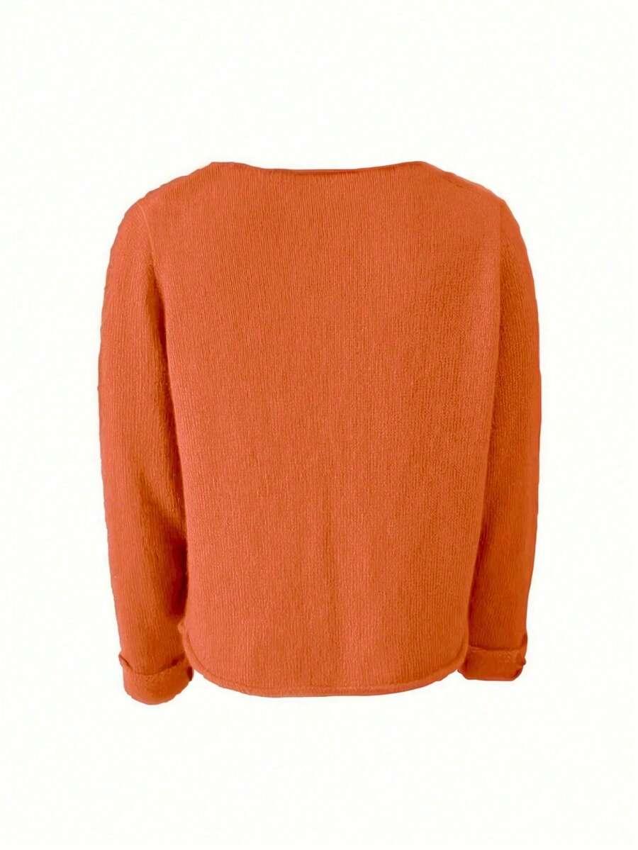 pomarańczowy sweter okrągły dekolt
