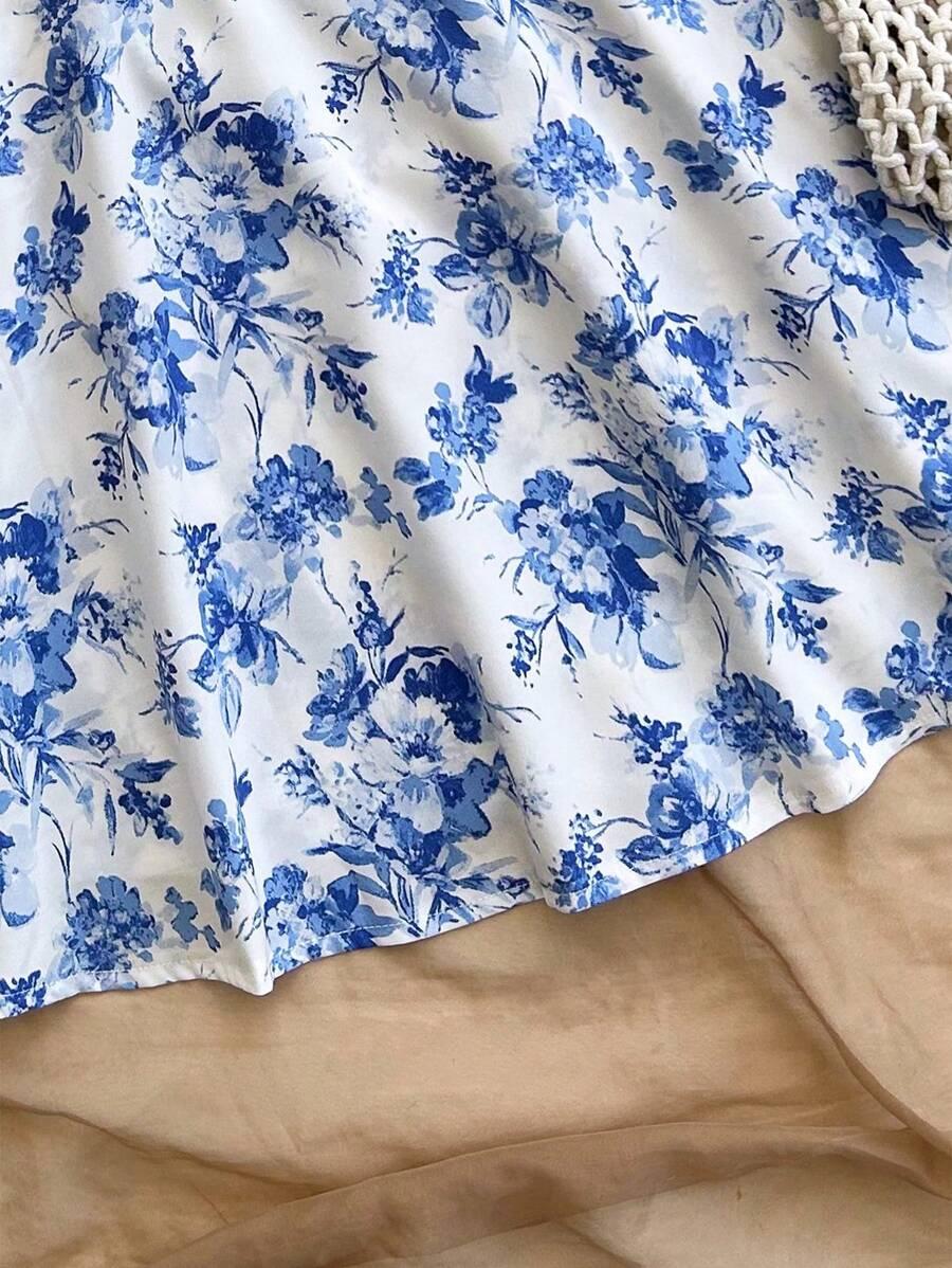SUKIENKA MINI Z KWIATOWYM WZOREM I ODKRYTYMI PLECAMI