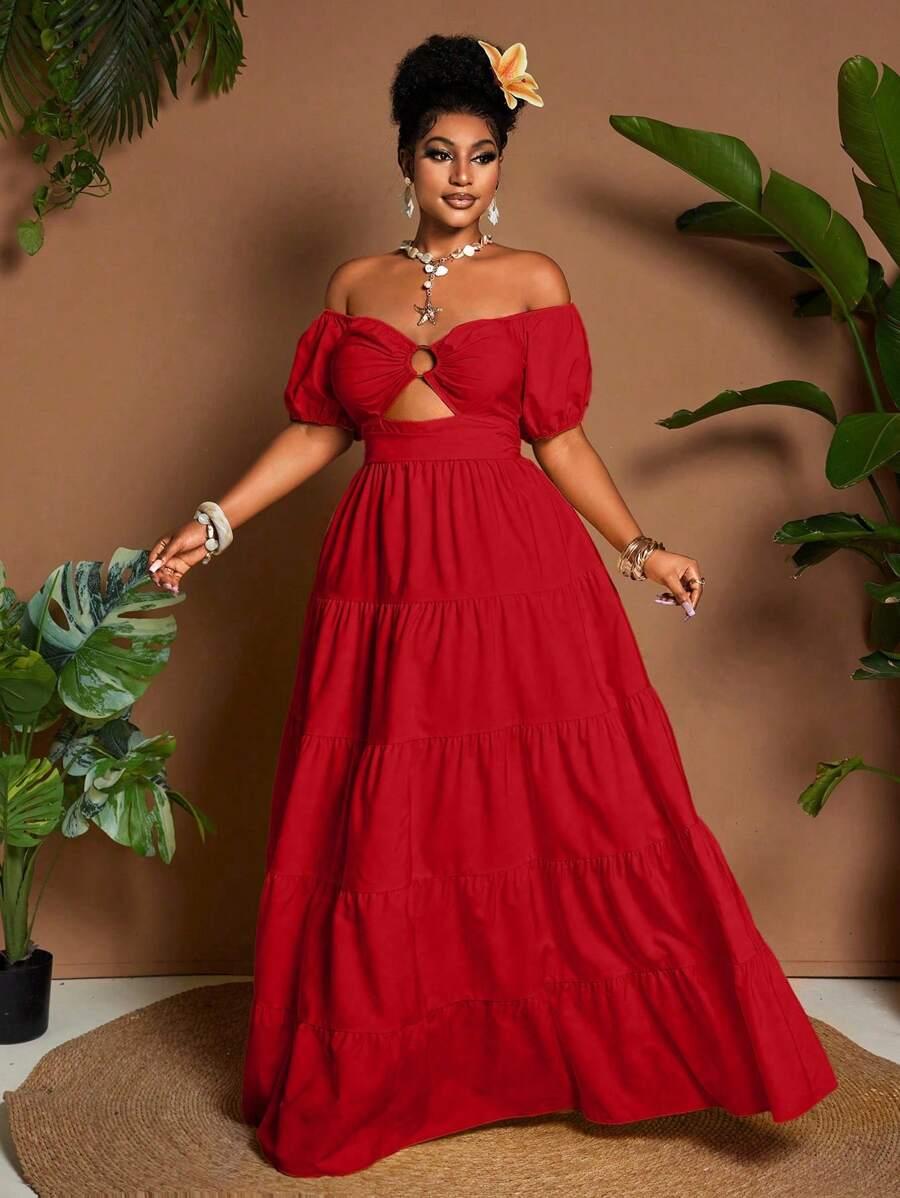 czerwona maxi sukienka