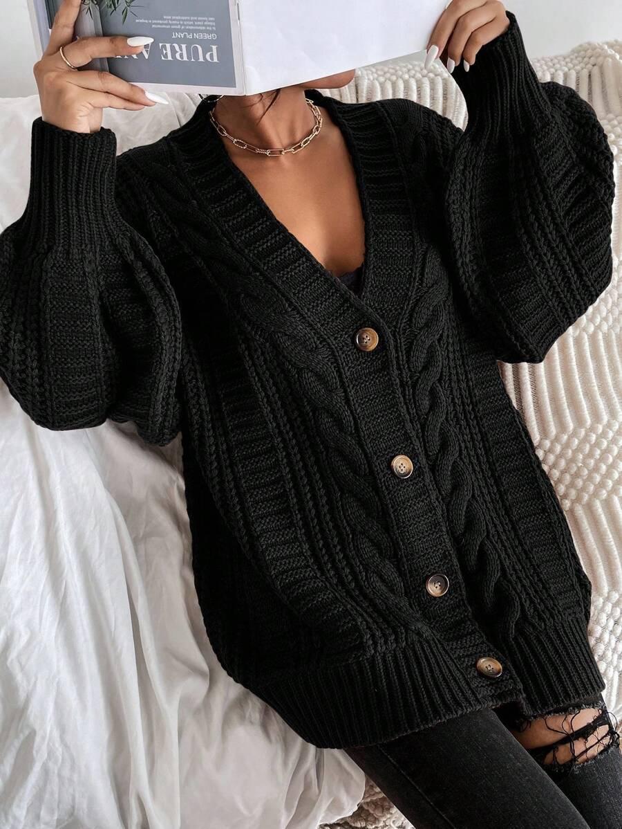 czarny sweter kardigan 