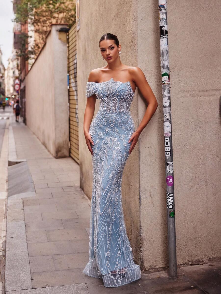 NIEBIESKA MAXI SUKIENKA