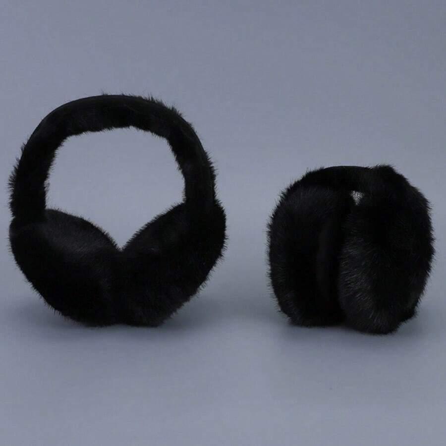 czarne nauszniki sztuczne futro
