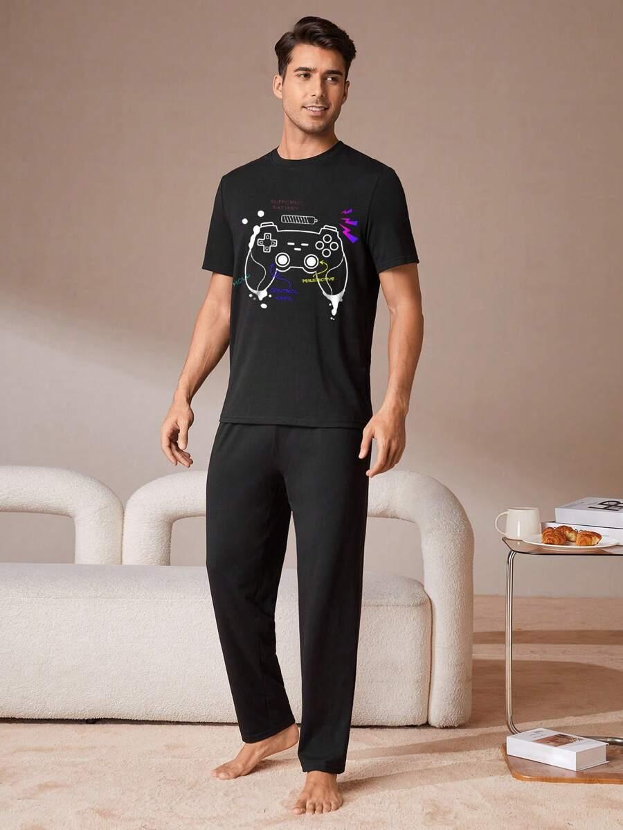 CZARNY KOMPLET T-SHIRT SPODNIE 