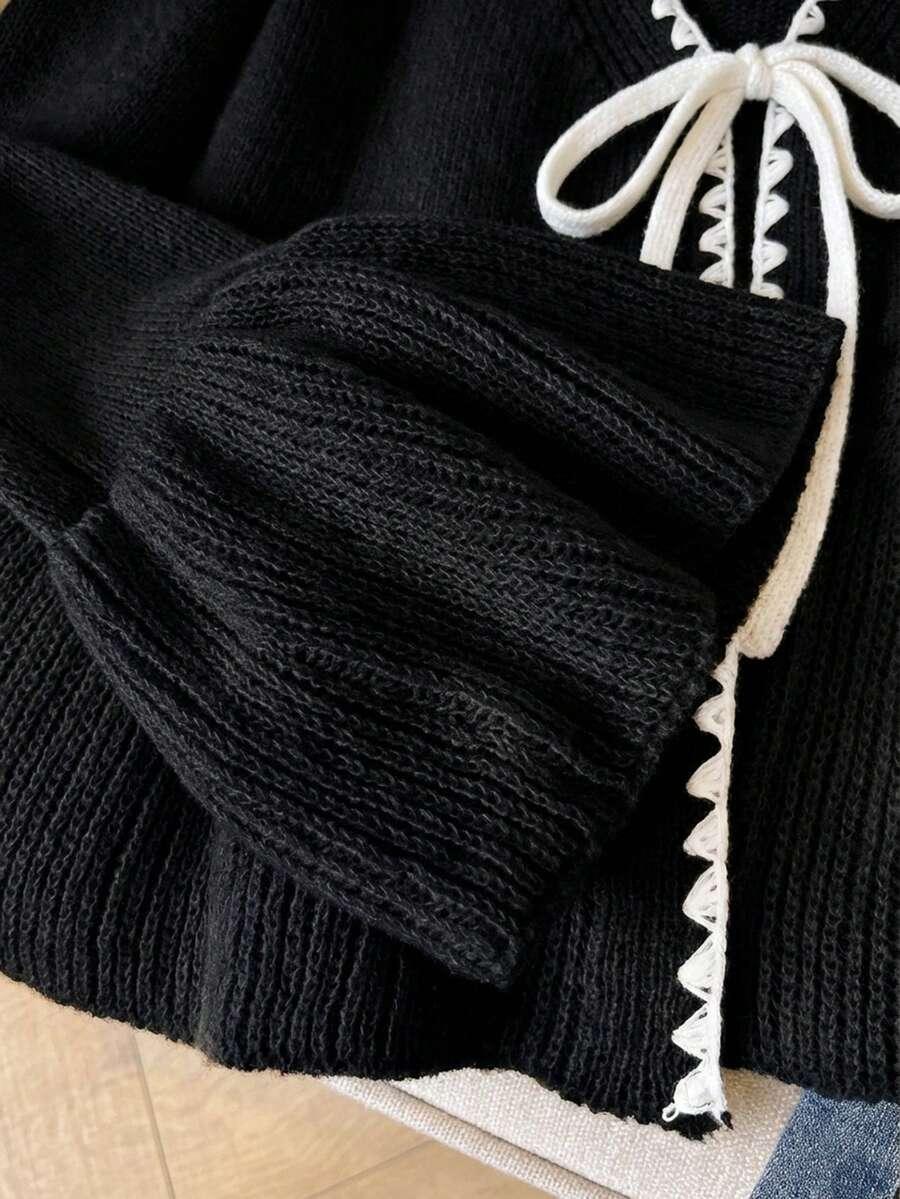 CZARNY SWETER WIĄZANIE 