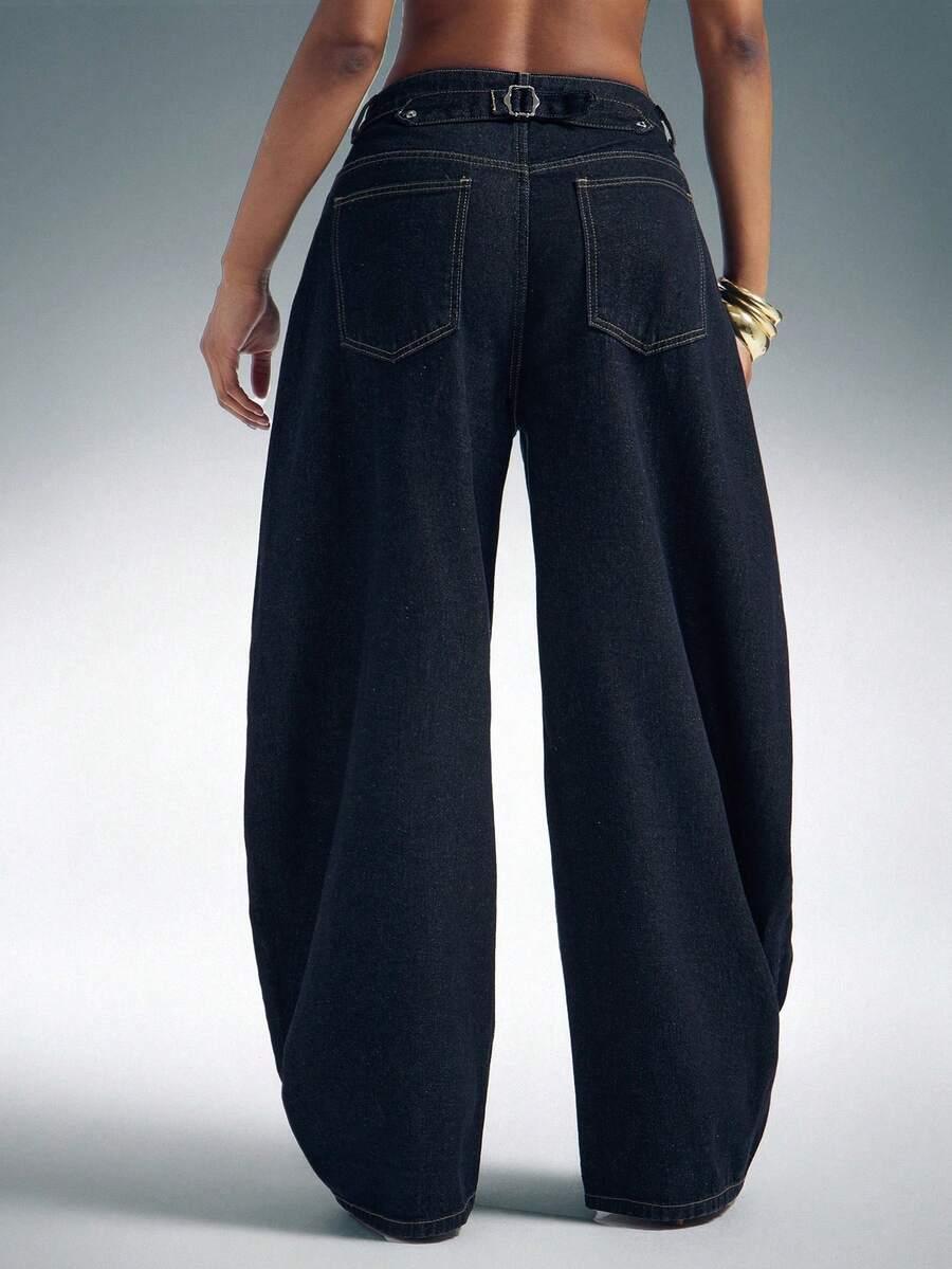 GRANATOWE SPODNIE JEANS