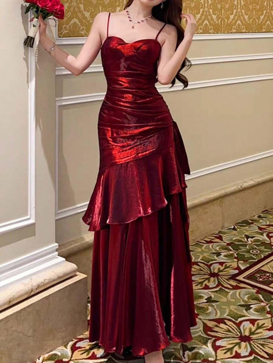 czerwona maxi sukienka