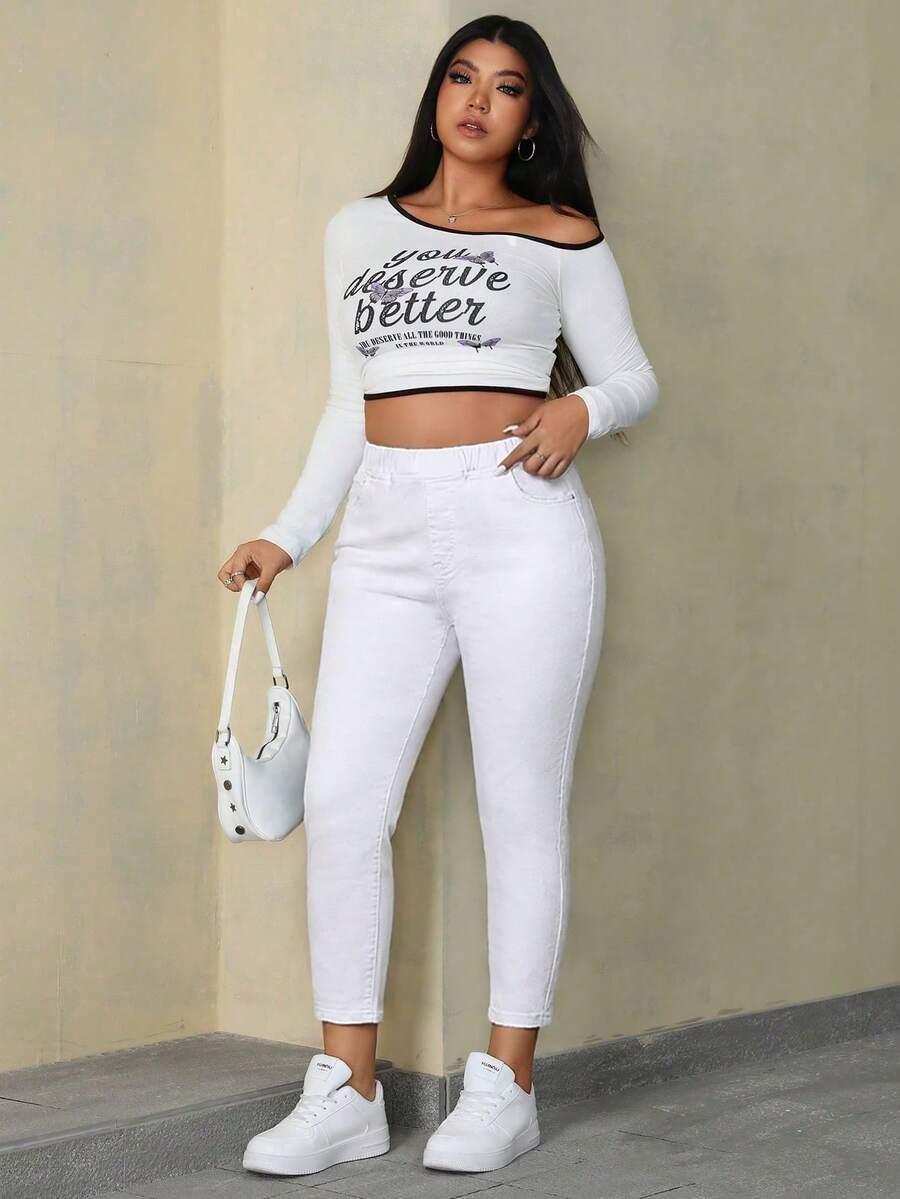 białe spodnie jeans wysoki stan