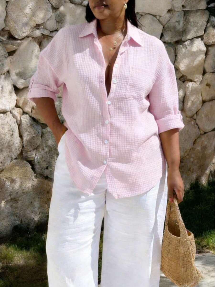 różowa koszula casual