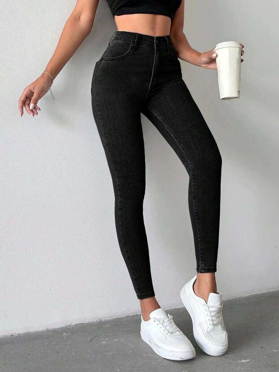 CZARNE JEANSY RURKI 