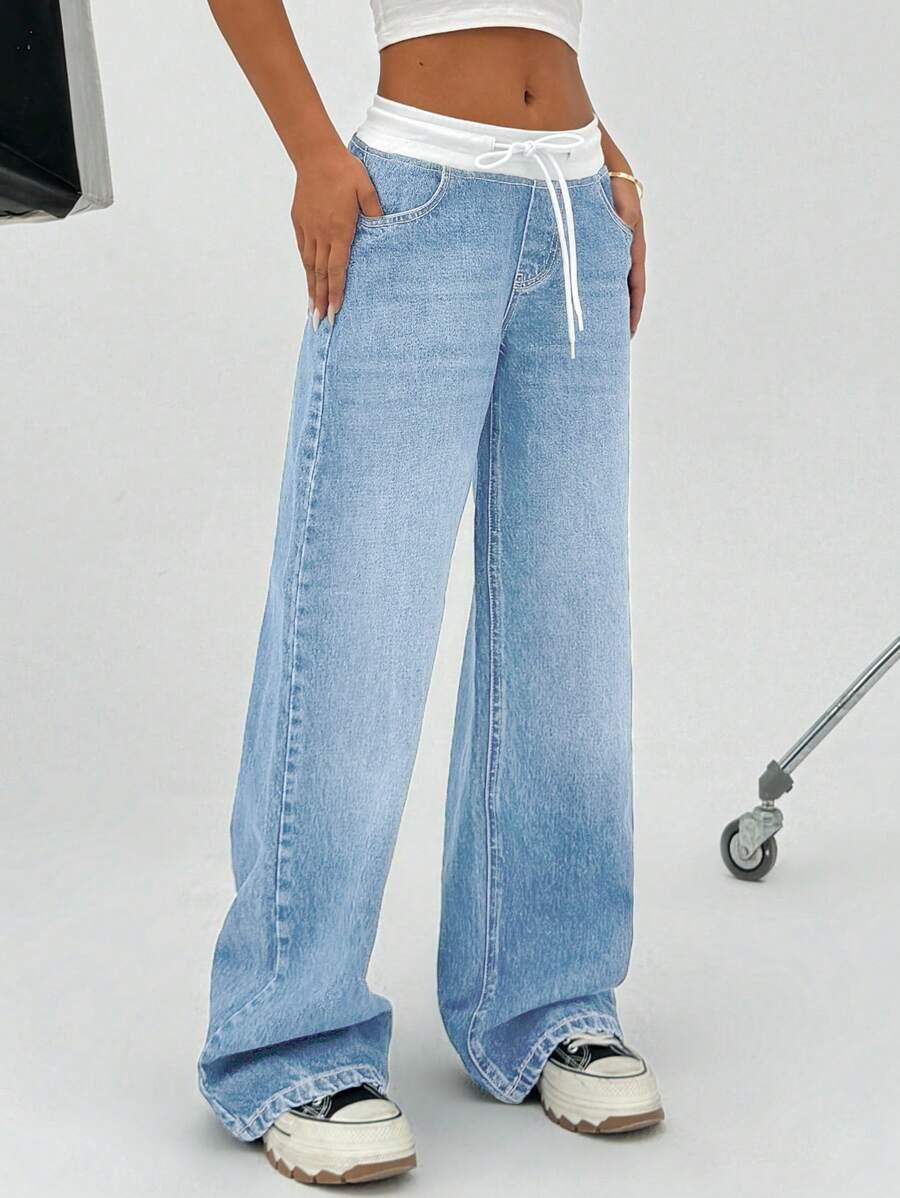 SPODNIE BAGGY JEANS WIĄZANIE