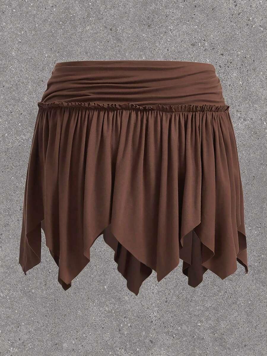 brązowa mini spódnica