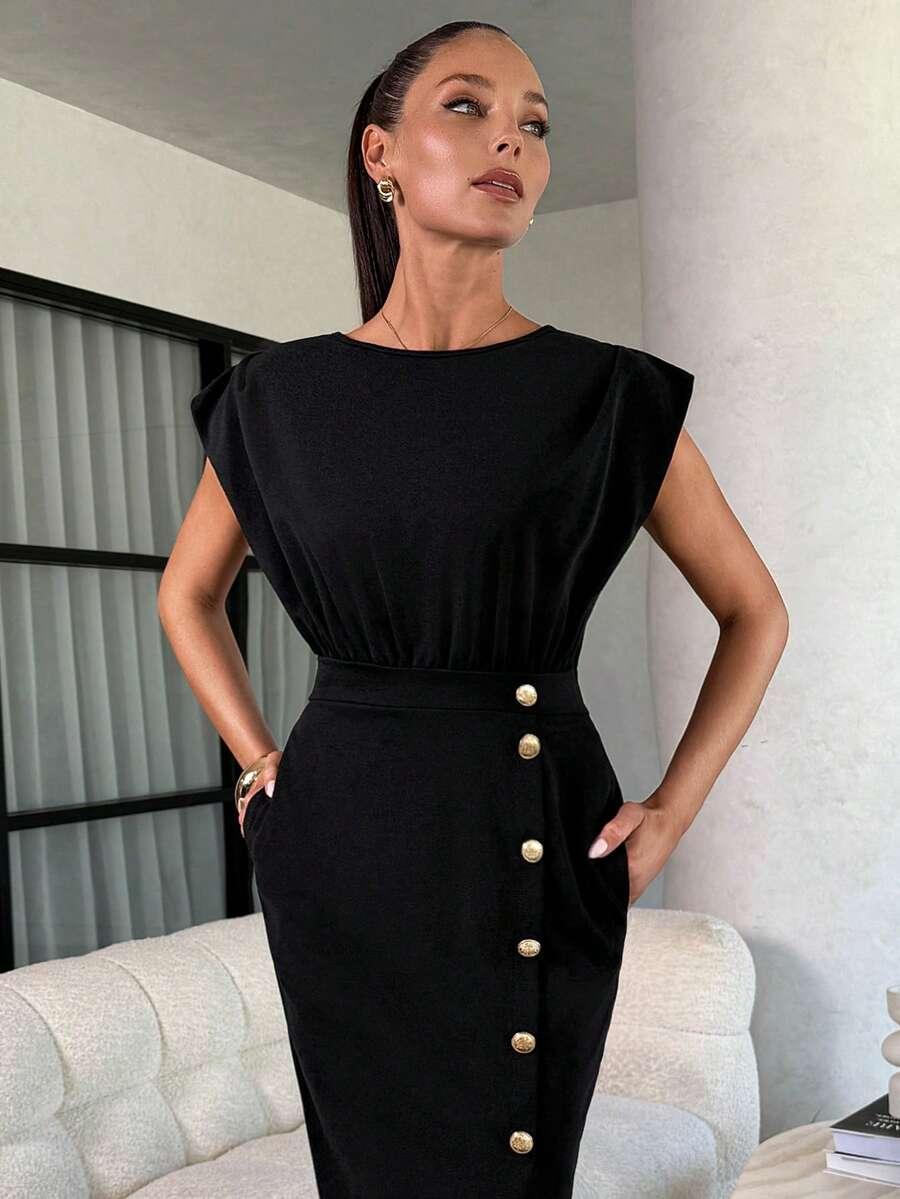 CZARNA MIDI SUKIENKA
