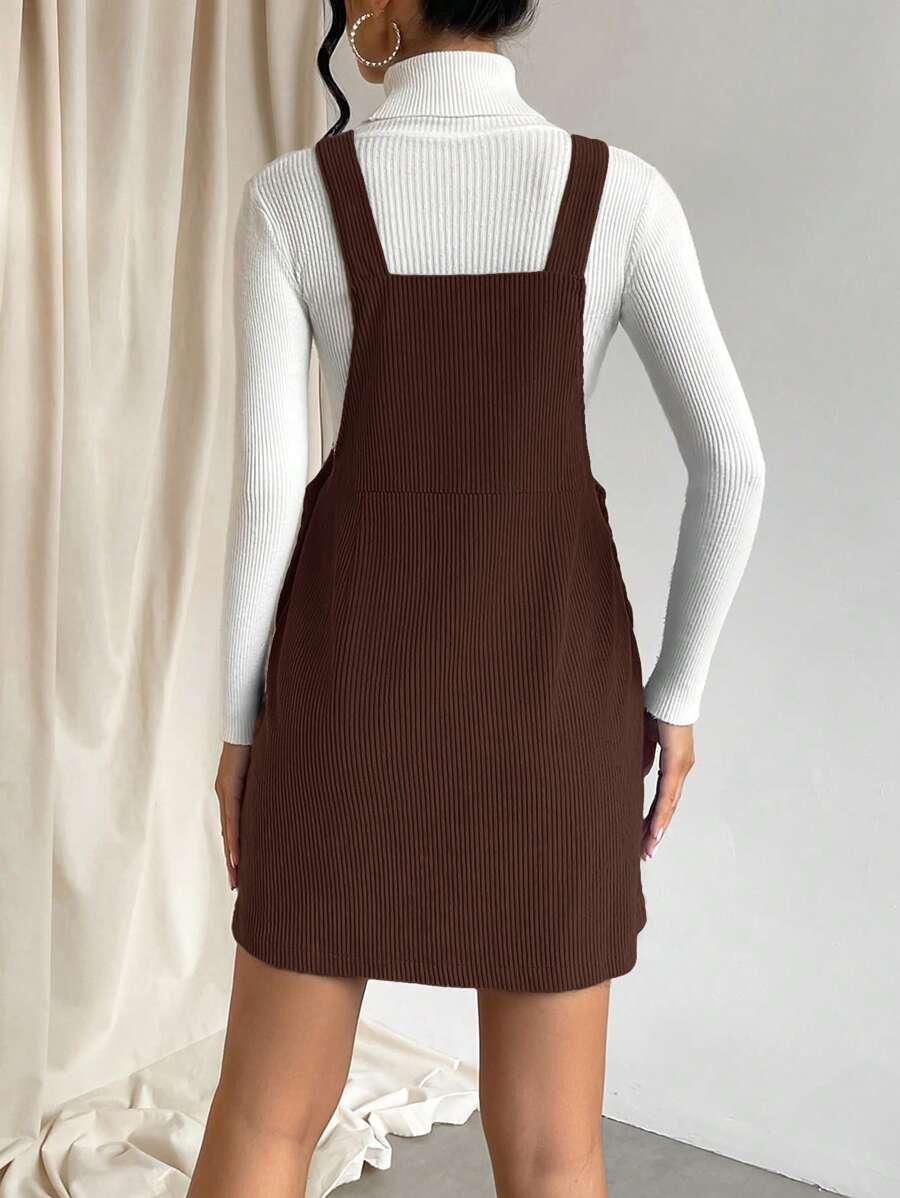MINI BRĄZOWA SUKIENKA OGRODNICZKA 