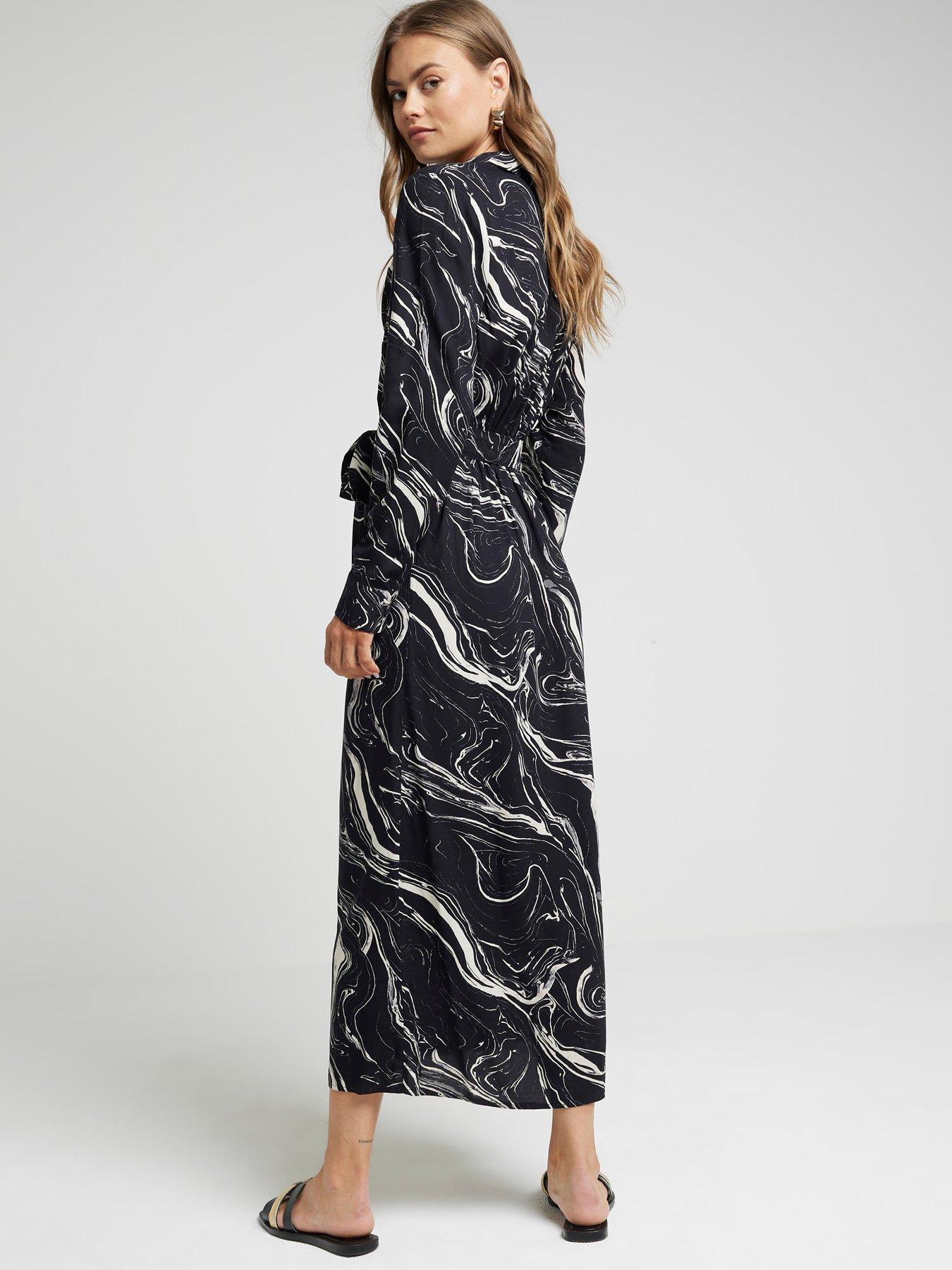RIVER ISLAND SUKIENKA MIDI MARMURKOWY WZÓR 