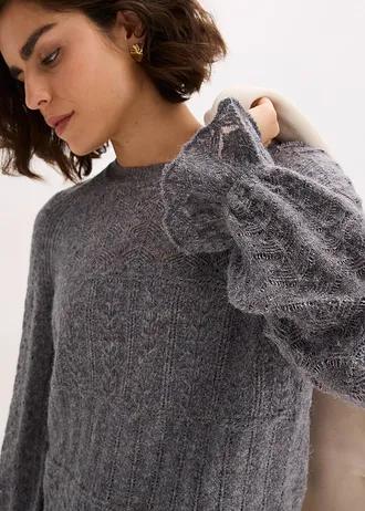 SWETER Z FALBANAMI PRZY RĘKAWACH