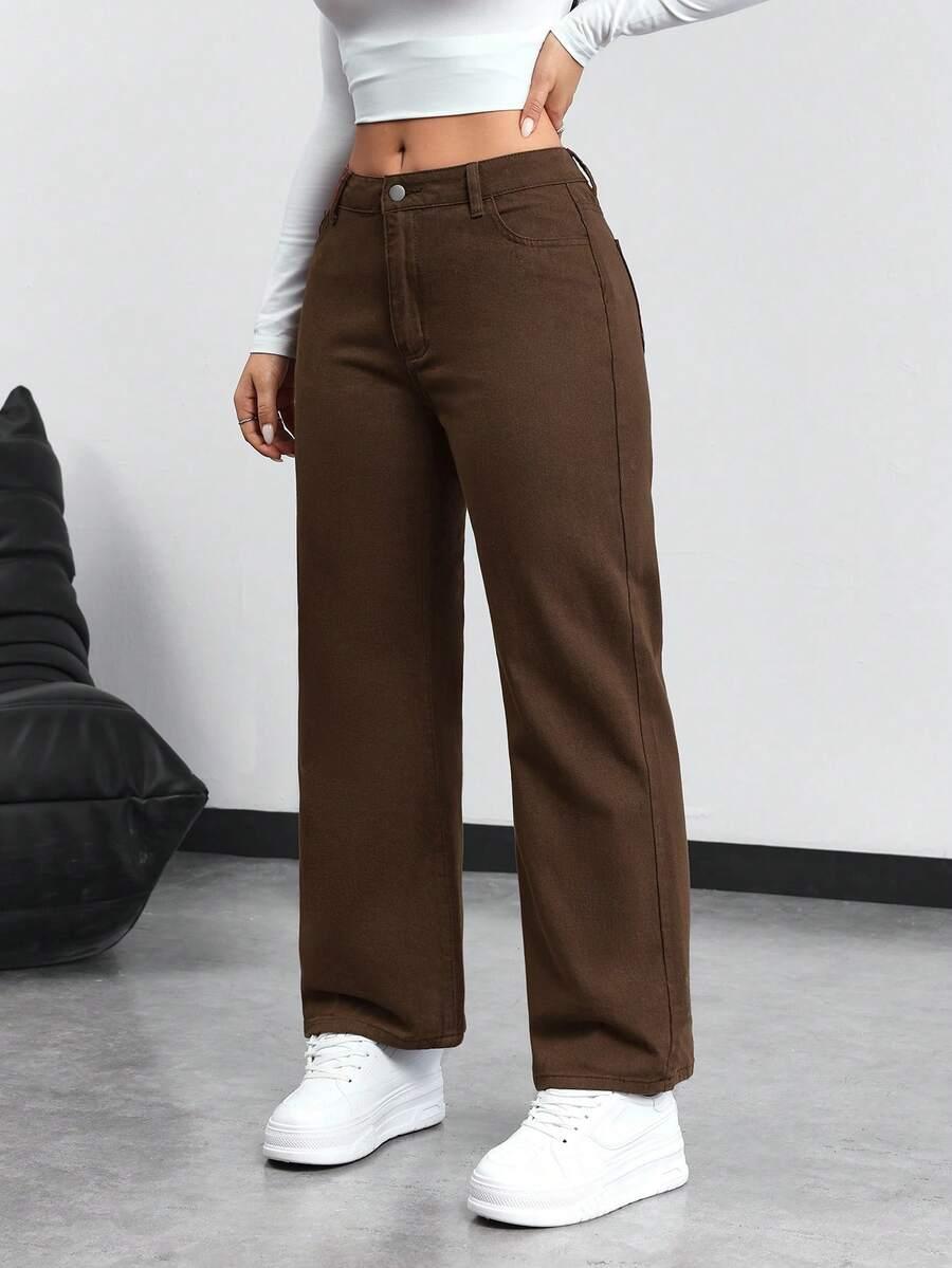 brązowe spodnie jeans 