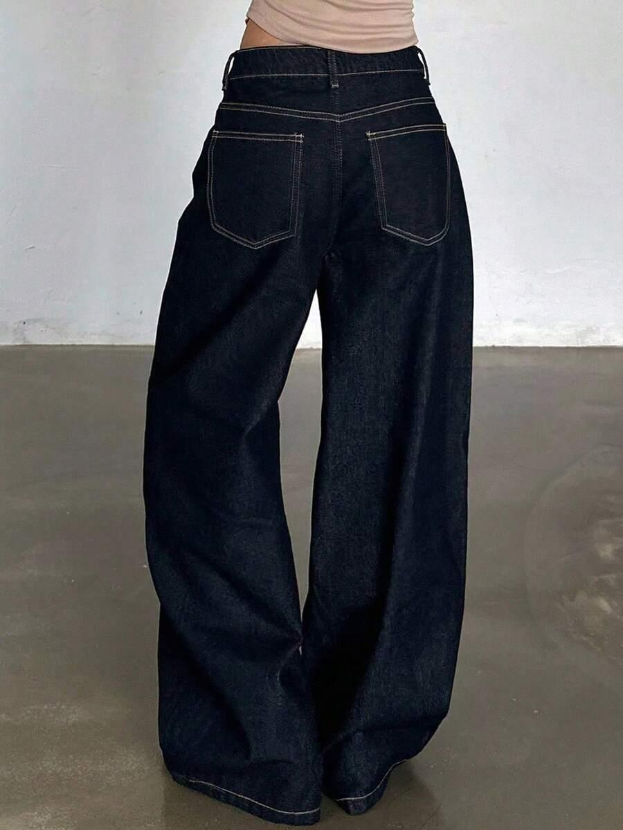 GRANATOWE SPODNIE JEANS