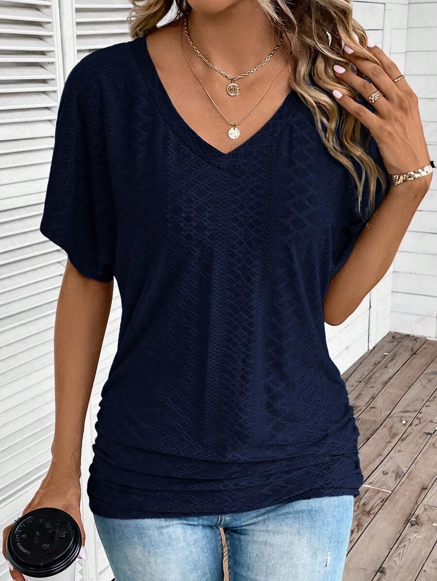 granatowa bluzka v-neck 