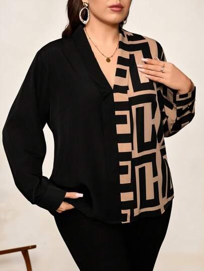 bluzka v-neck wzór