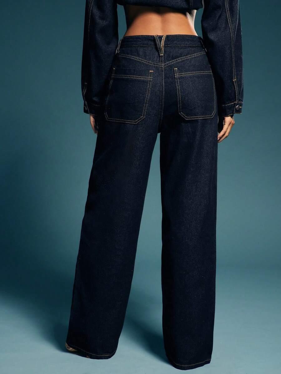 GRANATOWE SPODNIE JEANS