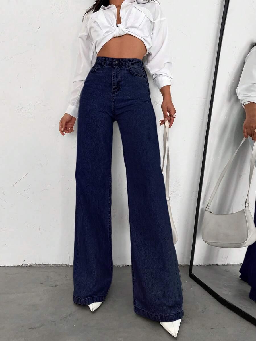 GRANATOWE SPODNIE JEANS