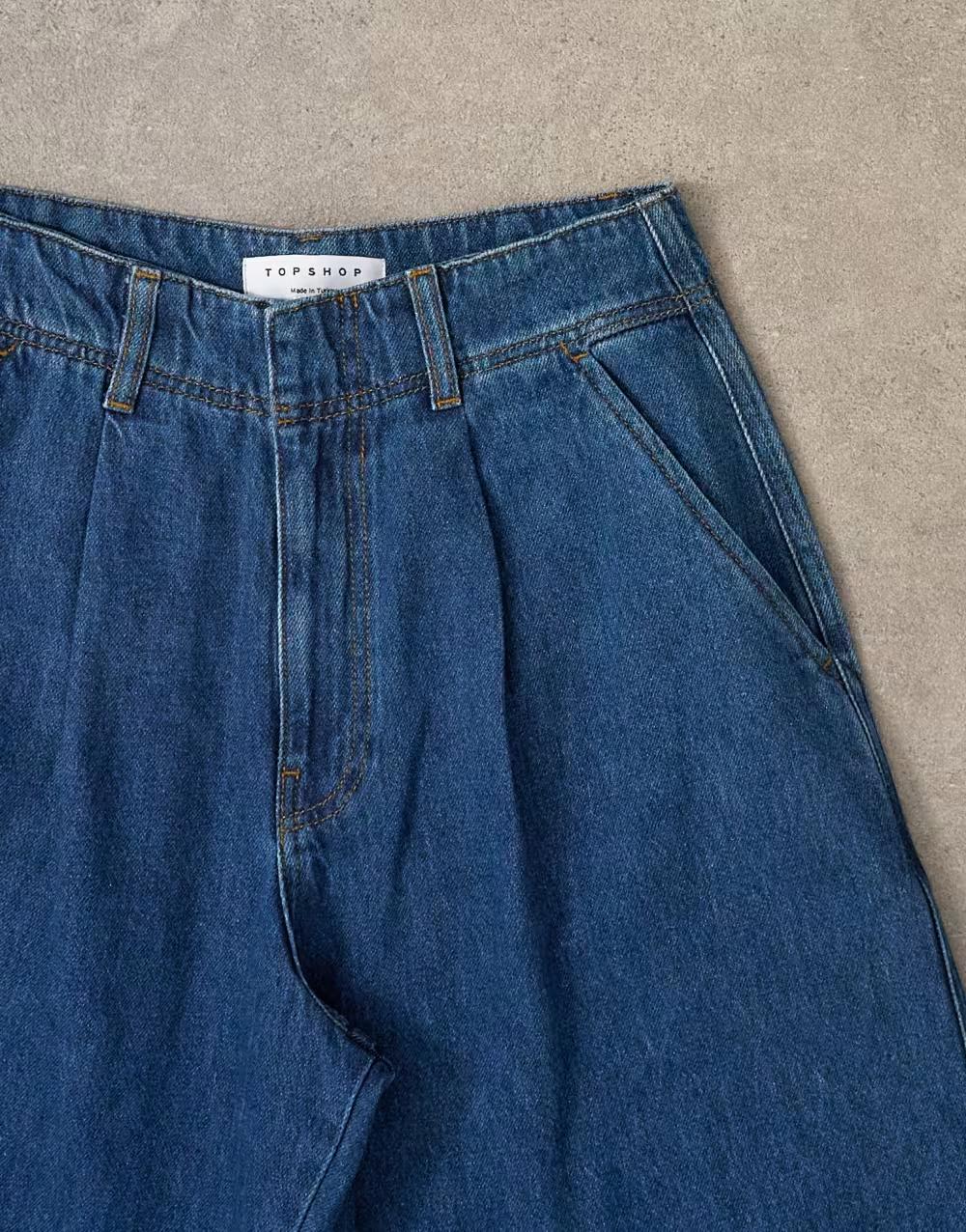 NIEBIESKIE SPODNIE JEANS SZEROKIE NOGAWKI