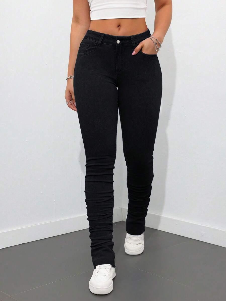 CZARNE SPODNIE JEANS