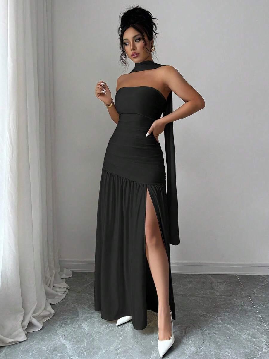 czarna maxi sukienka