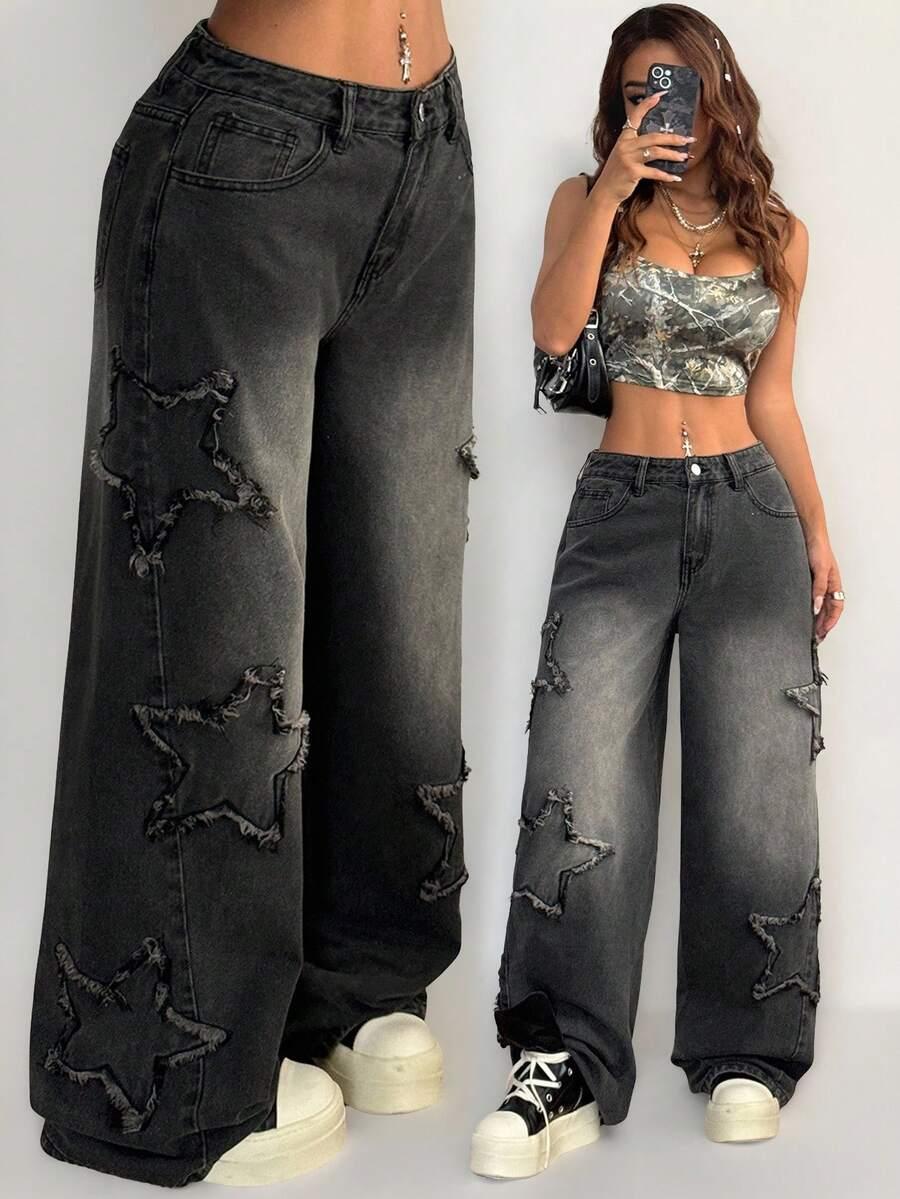 CZARNE SPODNIE JEANS