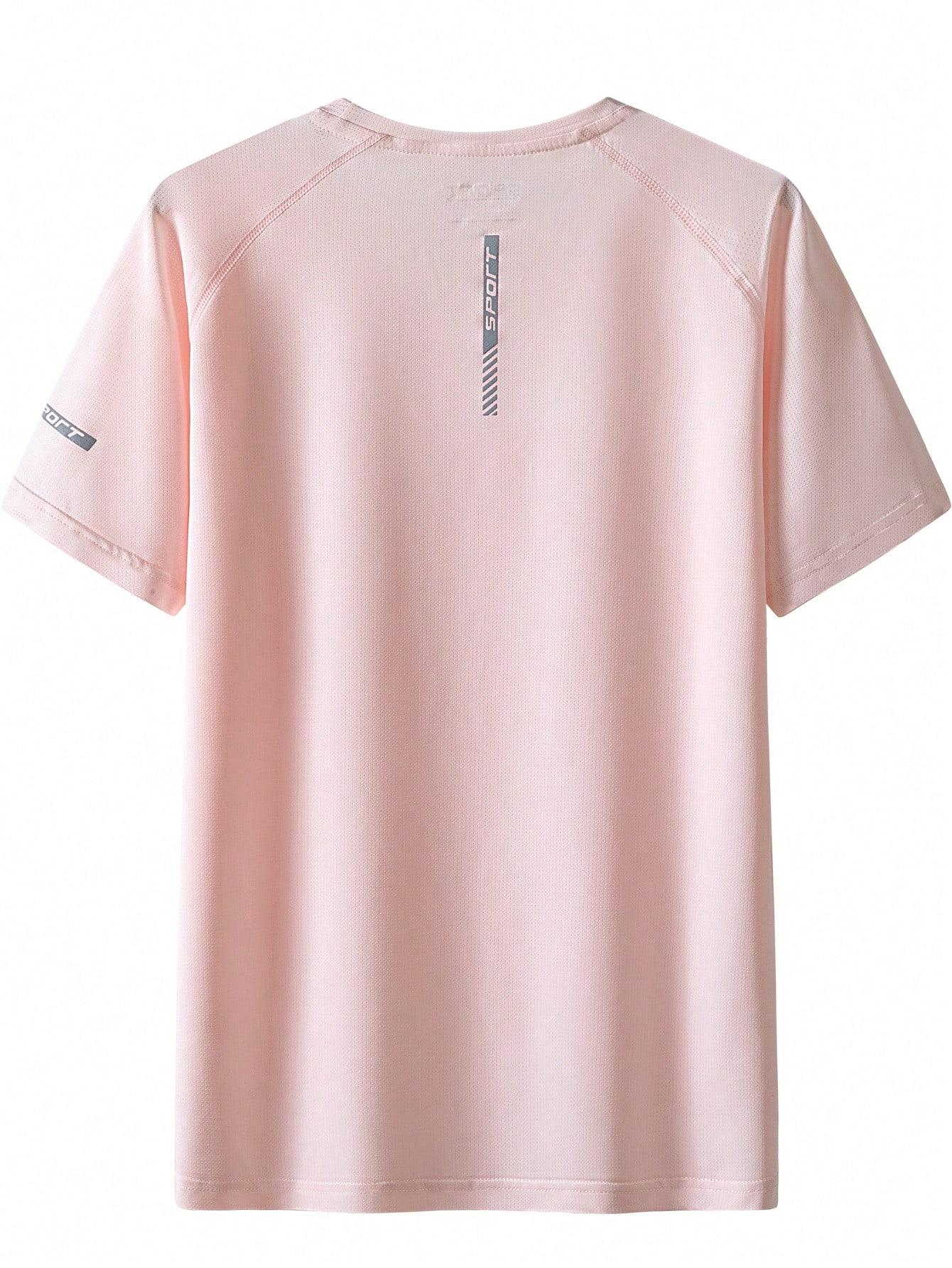 RÓŻOWY T-SHIRT OKRĄGŁY DEKOLT
