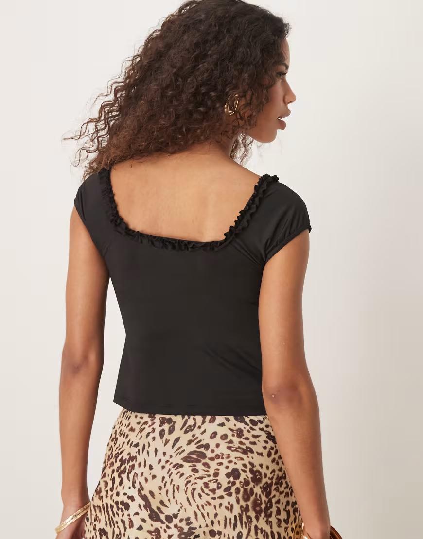 CZARNY TOP V-NECK 