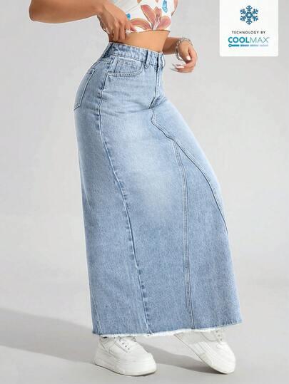 NIEBIESKA MAXI SPÓDNICA JEANS