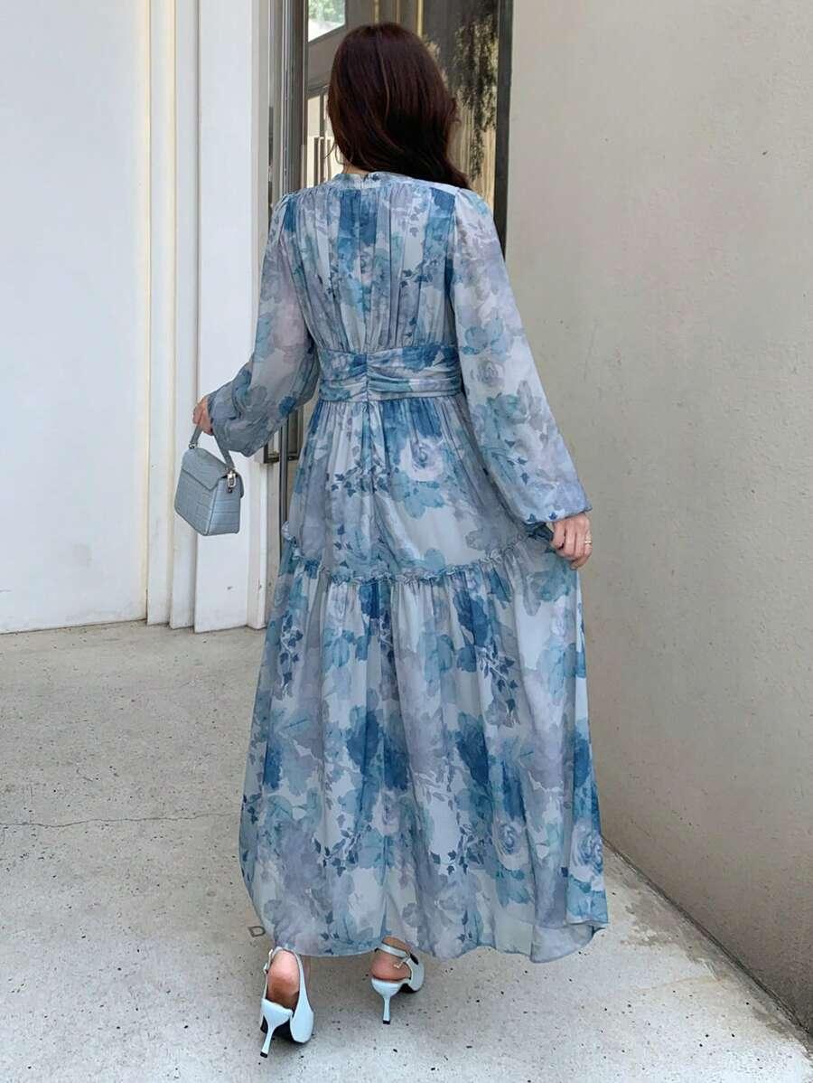 NIEBIESKA SUKIENKA KWIATY