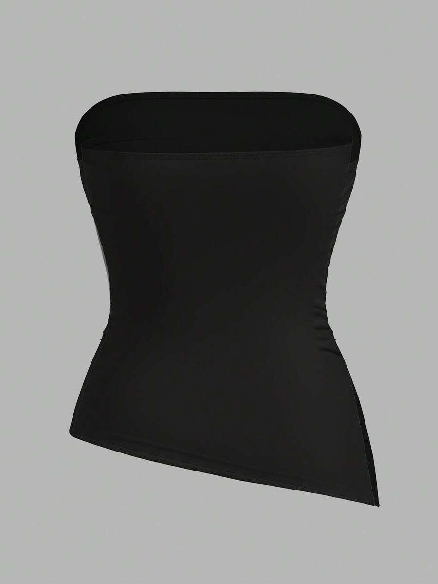 CZARNY TOP ASYMETRIA 