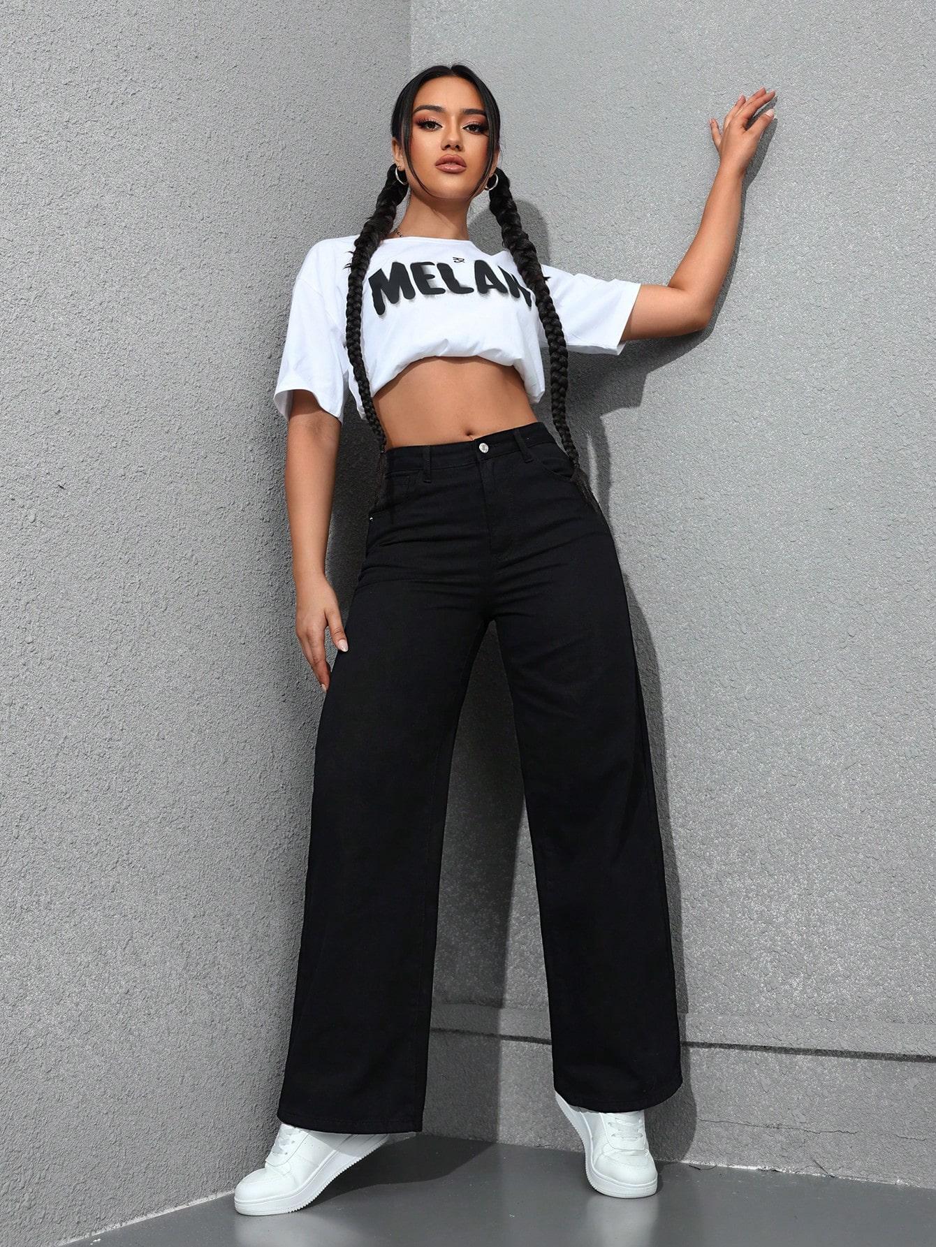 CZARNE SPODNIE JEANS
