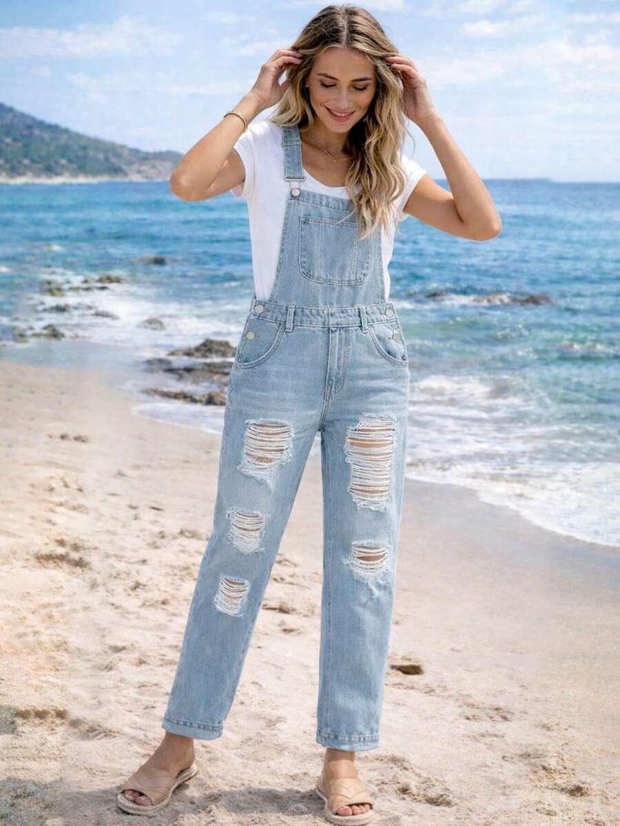 NIEBIESKIE OGRODNICZKI JEANS 
