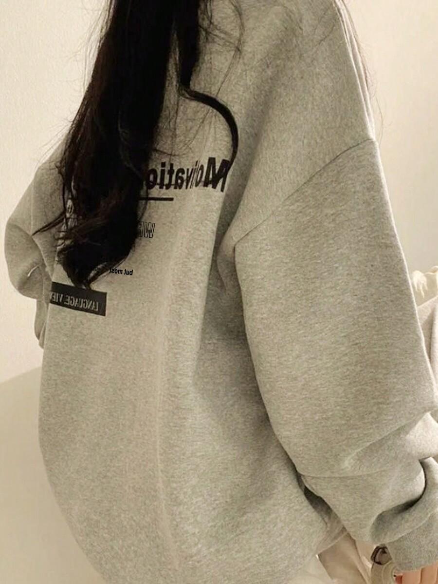 SZARA BLUZA OVERSIZE PRINT