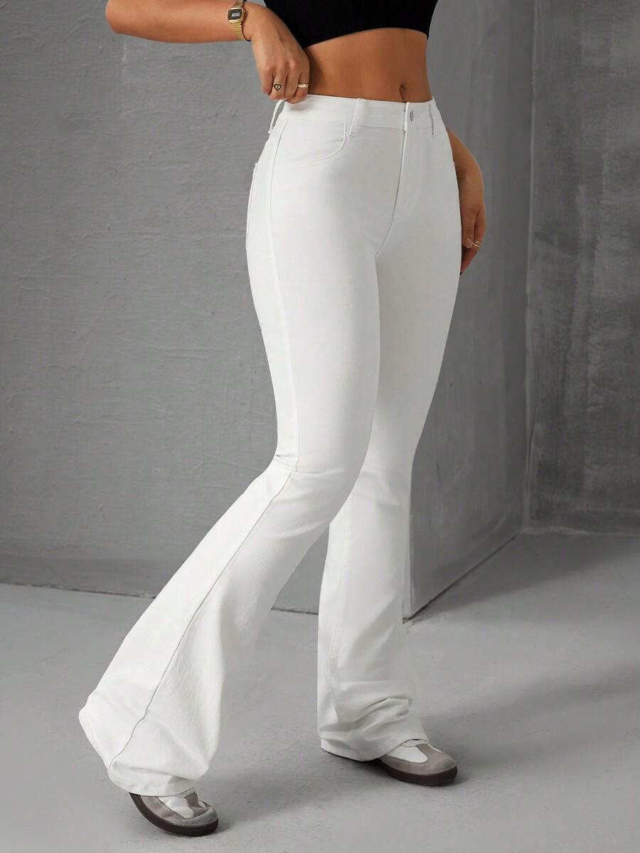 BIAŁE SPODNIE JEANS WYSOKI STAN